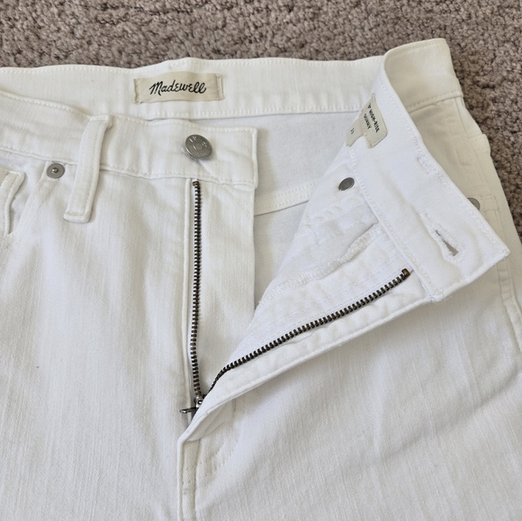 Madewell 10” High-rise Skinny White Jeans Zipper Fly Raw Hem size 29 - Picture 13 of 16